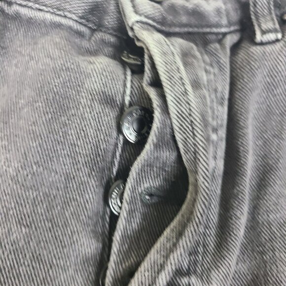 Pac Sun Jeans Women Size 26x26 Black Straight Distressed High Rise Button Fly - Picture 3 of 9